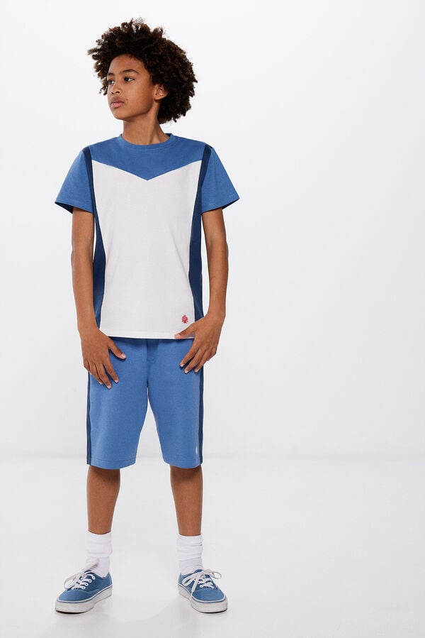 Springfield Camiseta color block niño estampado azul