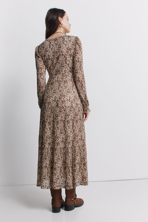 Springfield Print midi dress nude