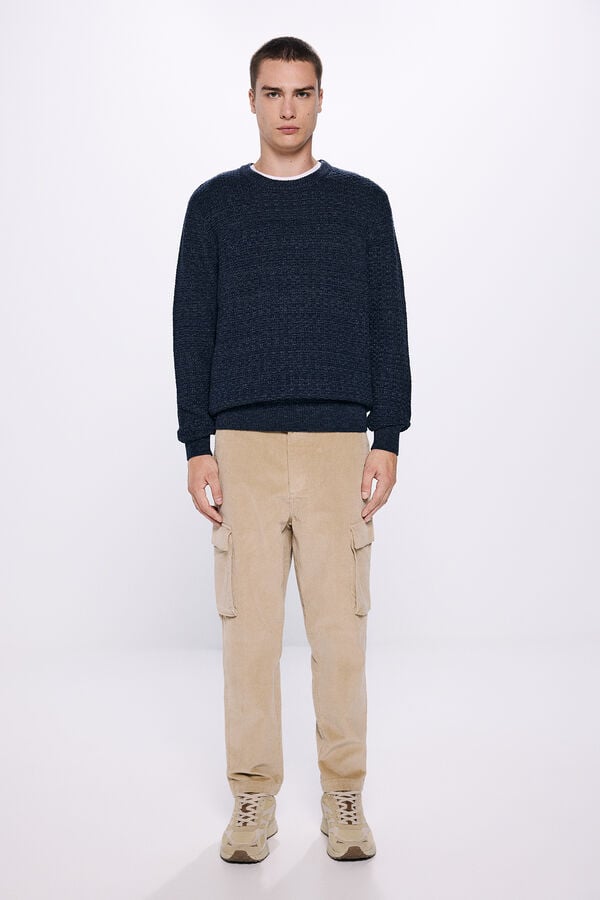 Springfield Textured twisted knit jumper mornarskoplava