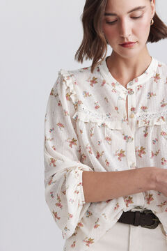 Springfield Printed ruffle lace blouse