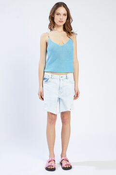 Springfield Crocheted top with beaded straps petrol