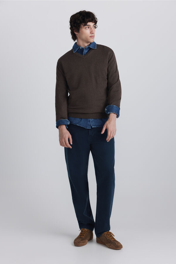 Springfield V-neck basic jumper brown