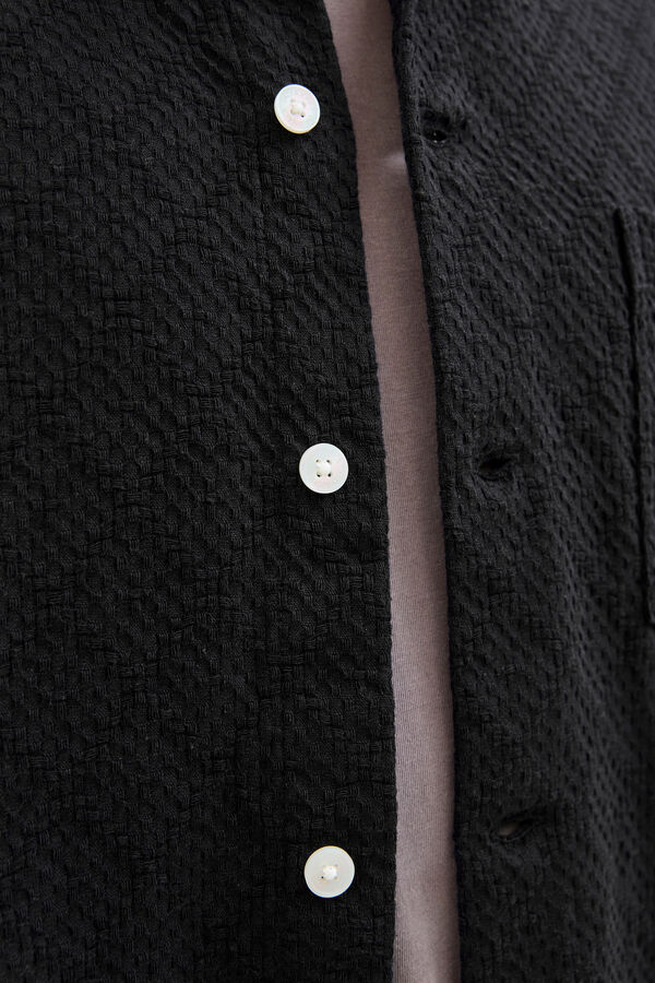 Jack & Jones Herren-Kurzarmhemd mit Textur Schwarz