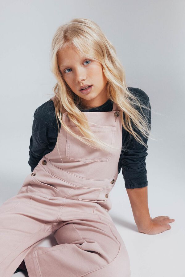 Springfield Kids Jardineiras compridas com bolsos para meninas rosa