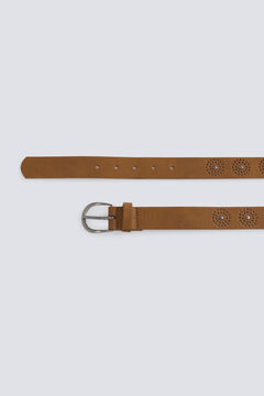 Springfield Ceinture marron &agrave; motif ronds clout&eacute;s