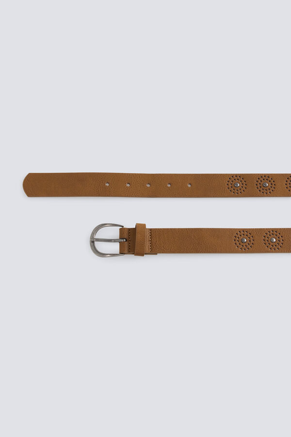 Springfield Brown round studded belt nude