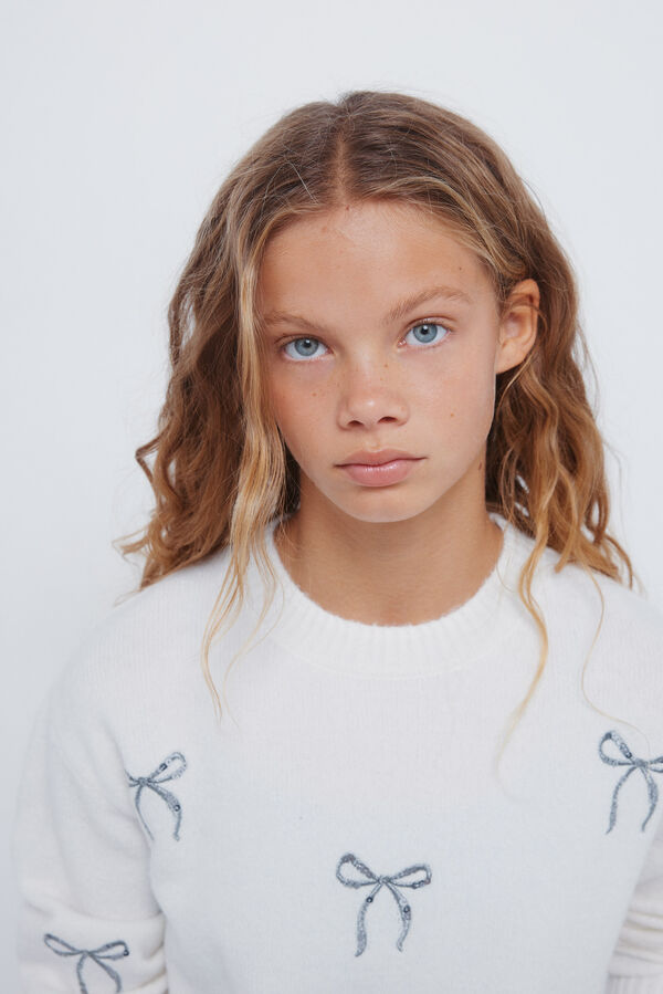 Springfield Kids Džemper sa mašnom za devojčice Bež