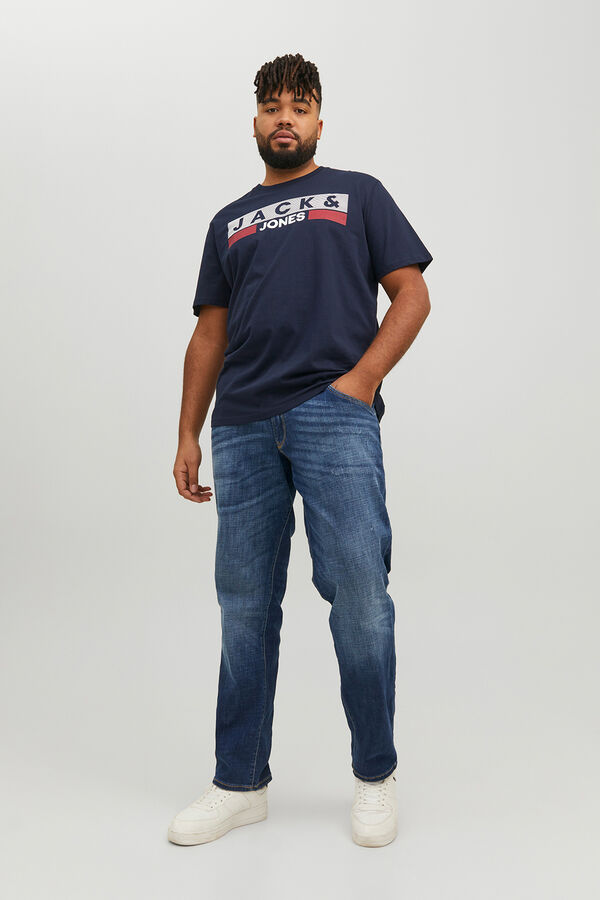 Jack & Jones PLUS Camiseta b&aacute;sica logo azul