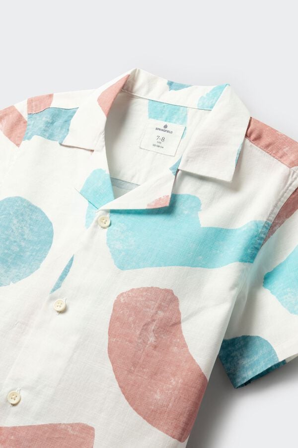 Springfield Kids Camisa de manga curta pinceladas para menino bege