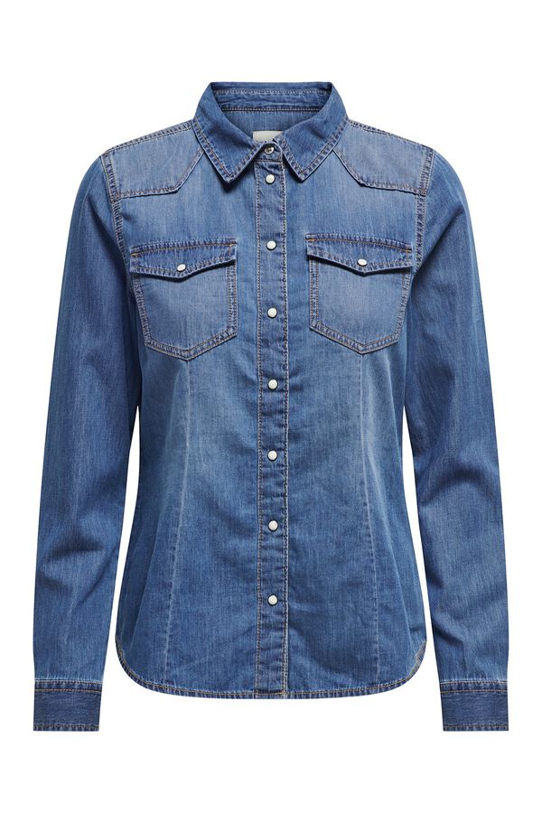 Only lang&auml;rmelig Jeanshemd Blau
