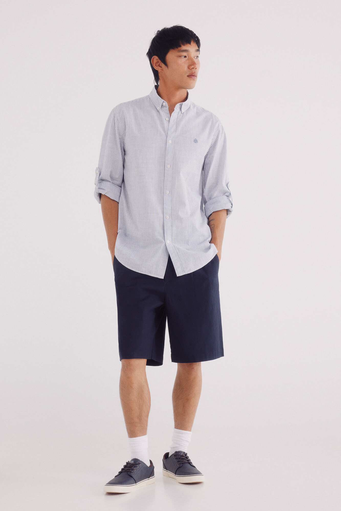 Springfield striped cotton slub shirt