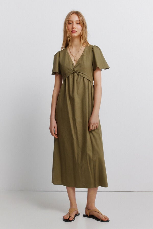 Springfield Linen knot dress printed