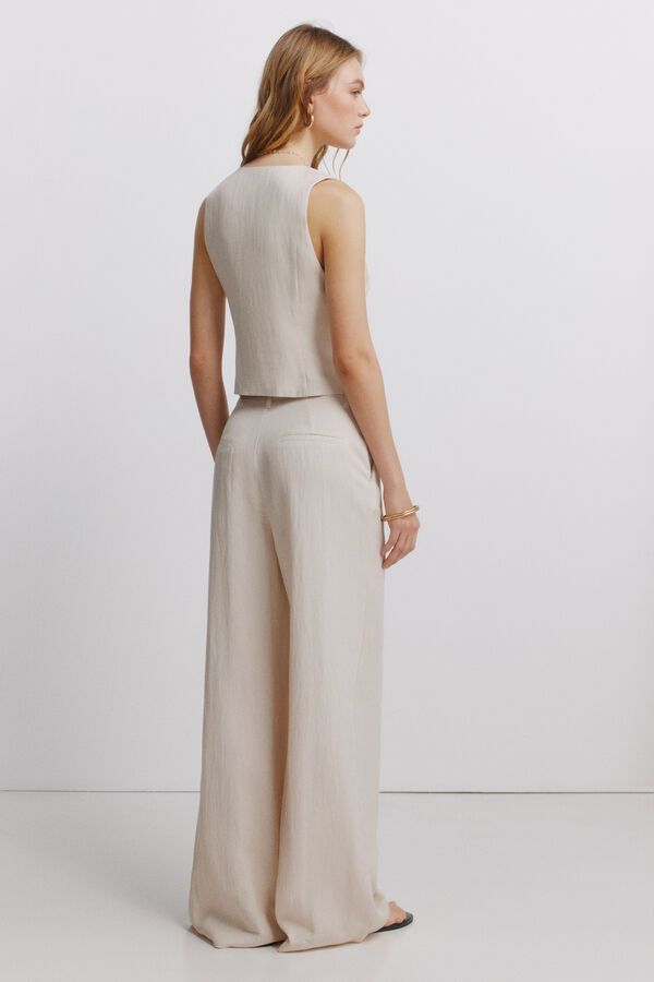 Springfield Pleated wide-leg trousers beige