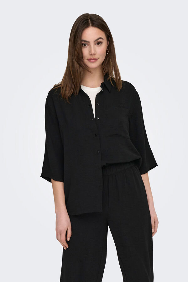 JDY Camisa larga manga 3/4  preto