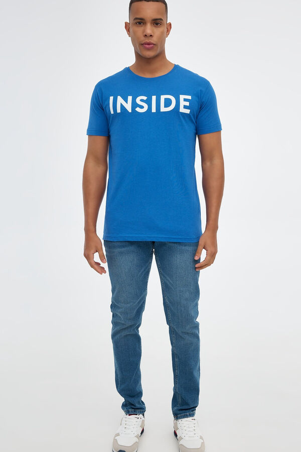 Springfield Basic-Shirt Print Logo blau