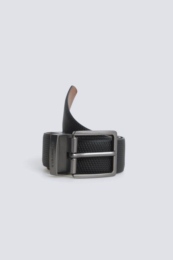 Springfield Ceinture r&eacute;versible micro-perfor&eacute;e noir