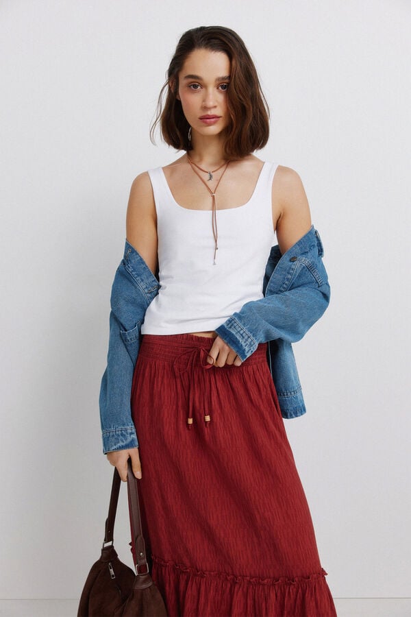 Springfield Midi structured skirt red