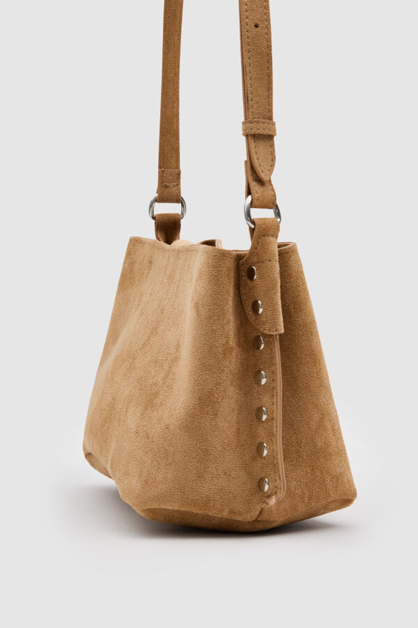 Inside Faux leather crossbody bag brown