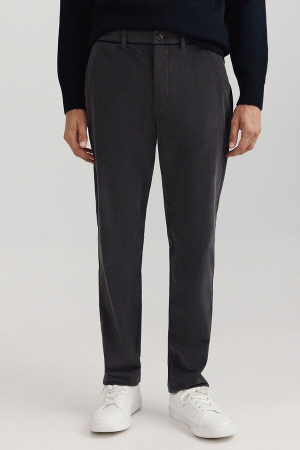 Springfield Pantalon chino en micropolaire slim fit gris