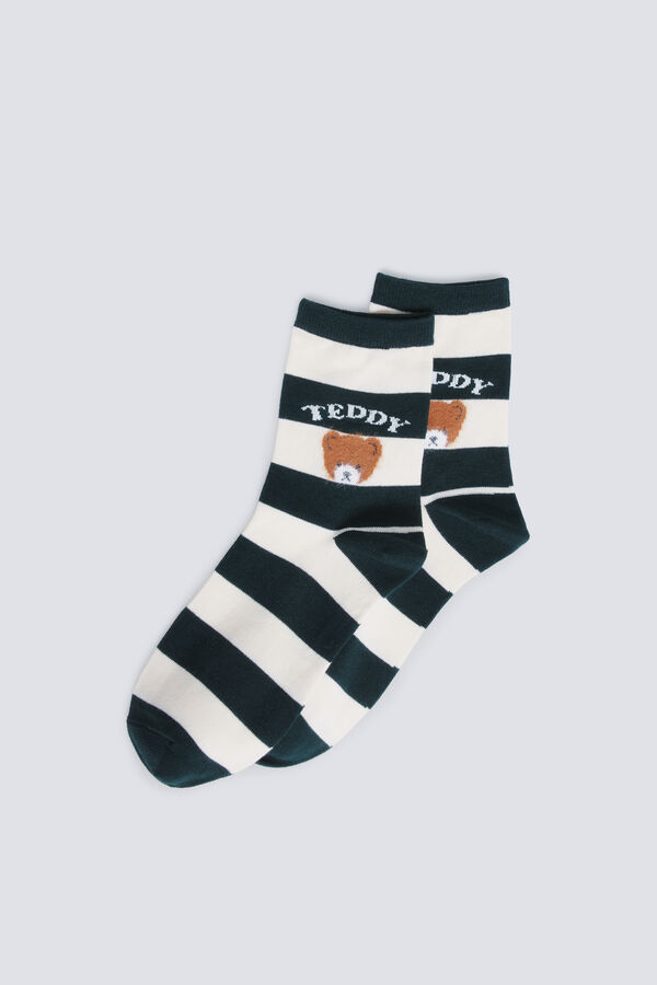 Springfield Calcetín osito rayas verde