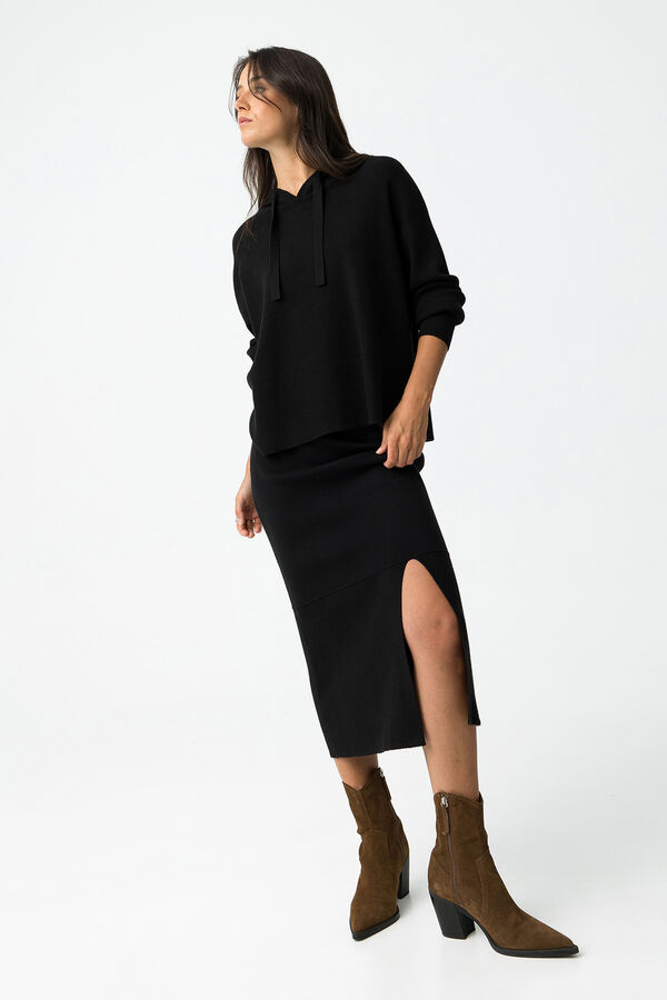 Tiffosi Skirt midi jersey-knit black