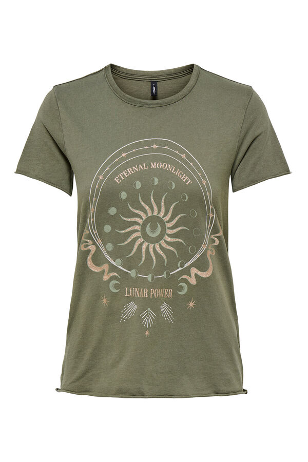Only T-shirt estampada de manga curta  verde