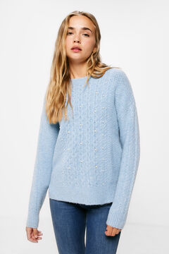 Springfield Cable knit pearl jumper blue mix