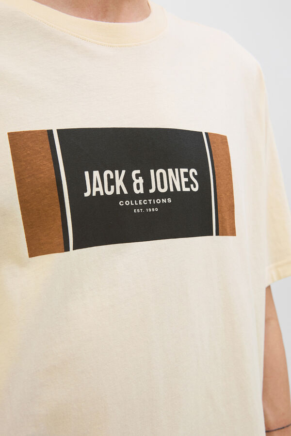 Jack & Jones Camiseta regular fit estampada marfil
