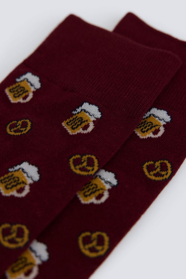 Springfield Chaussette en coton bretzel et bi&egrave;re rouge