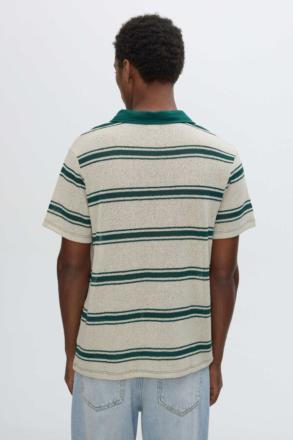Inside Striped short sleeve polo shirt green