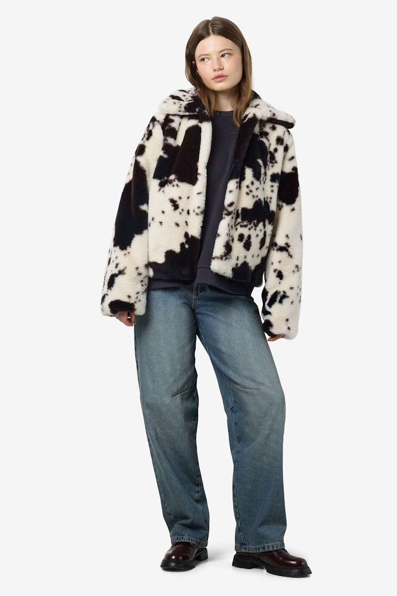 Noisy May Abrigo pelo vaca