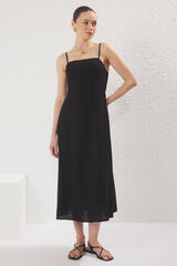 Trendyol Vestido largo recto tirantes negro