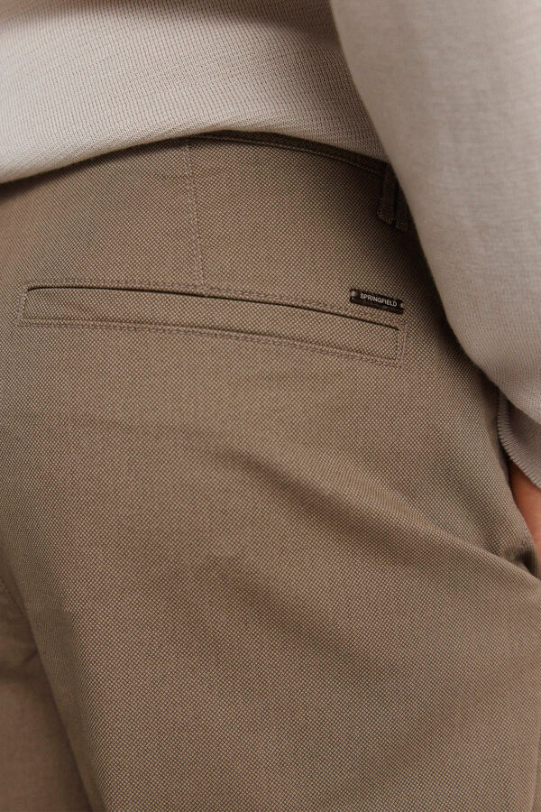Springfield Micro-printed slim fit chinos nude