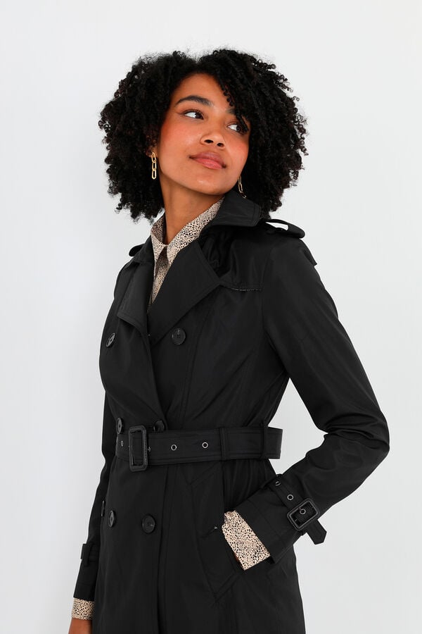 Springfield Buttoned trench coat with belt black