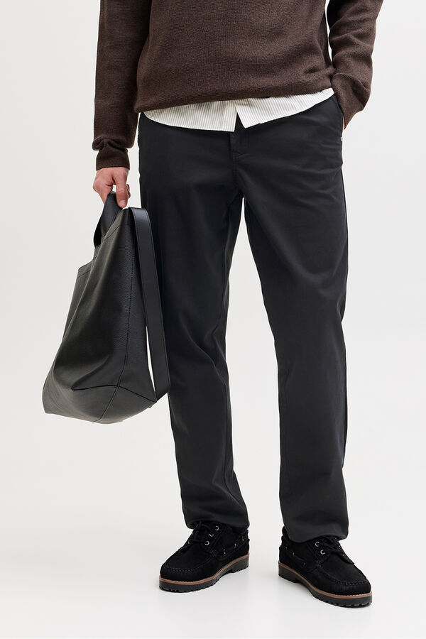 Jack & Jones Mid-rise regular fit chinos Crna