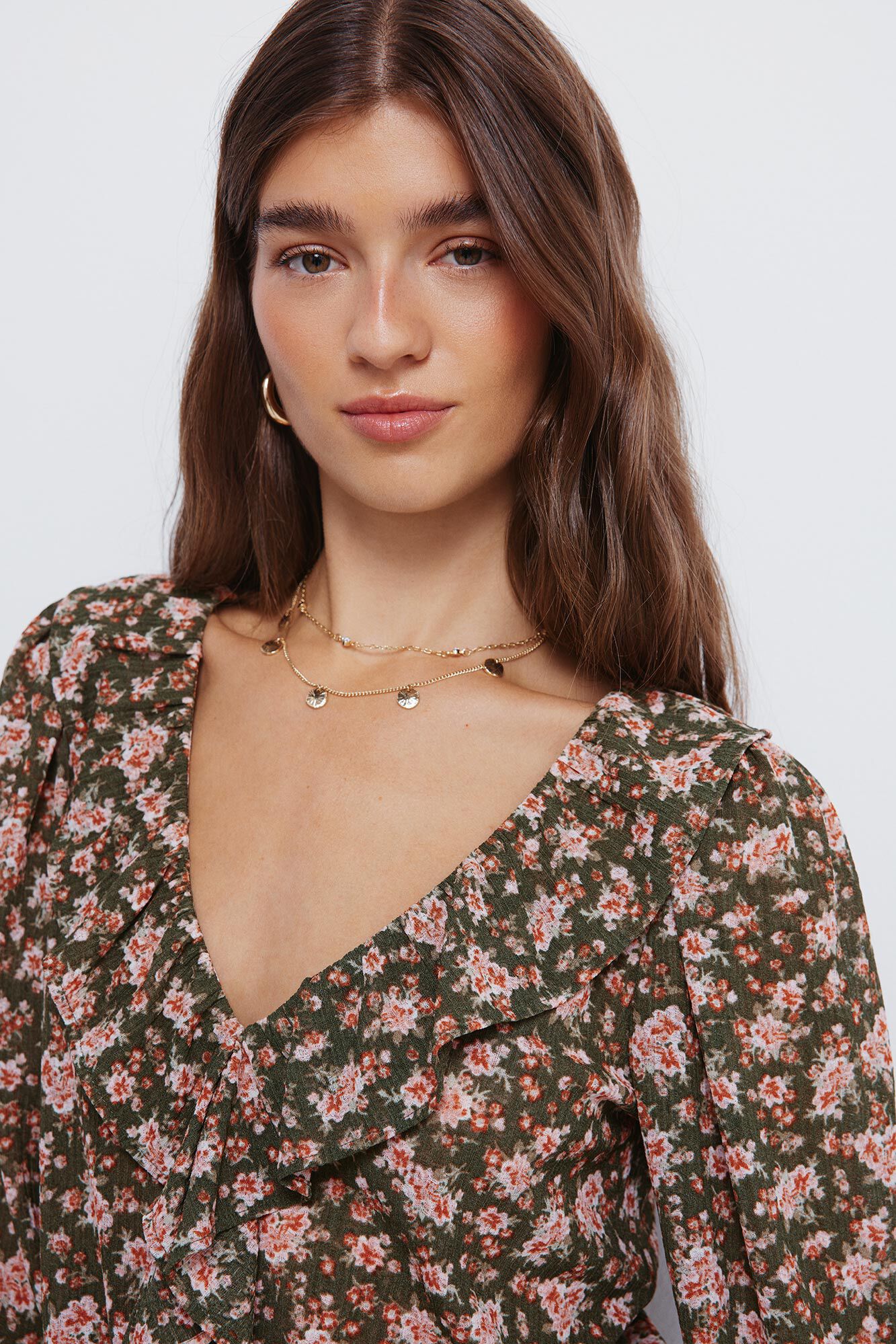 Springfield Front floral ruffle blouse