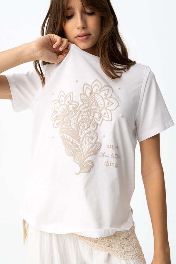 Tiffosi Floral printed T-shirt blanc