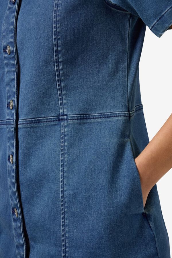 Noisy May Denim short sleeve collared button-front dress blue