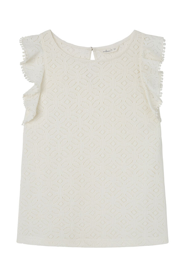 Springfield Crochet textured ruffles top  white