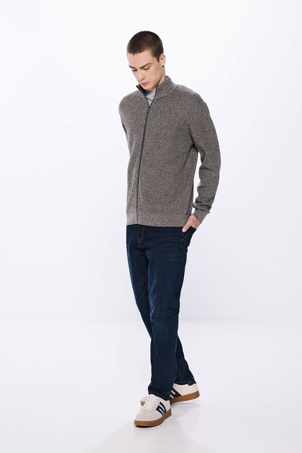 Springfield Structured zip fastening cardigan brown