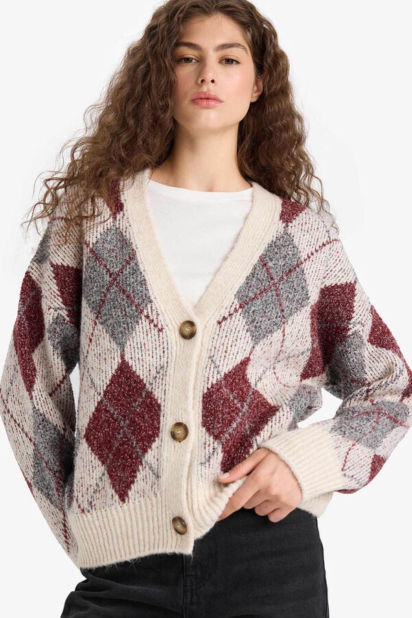 DeFacto C&aacute;rdigan con cuello de pico beige