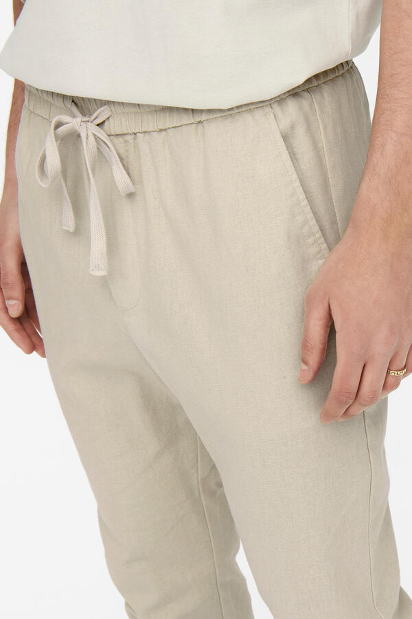 Springfield Pantalón largo fluído lino gris medio
