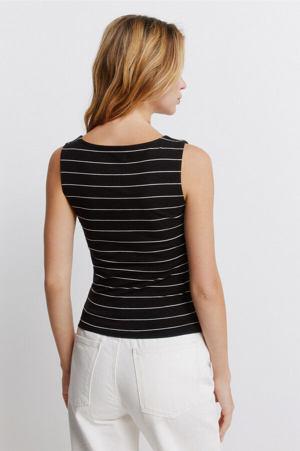 Springfield Cotton sleeveless round neck top black