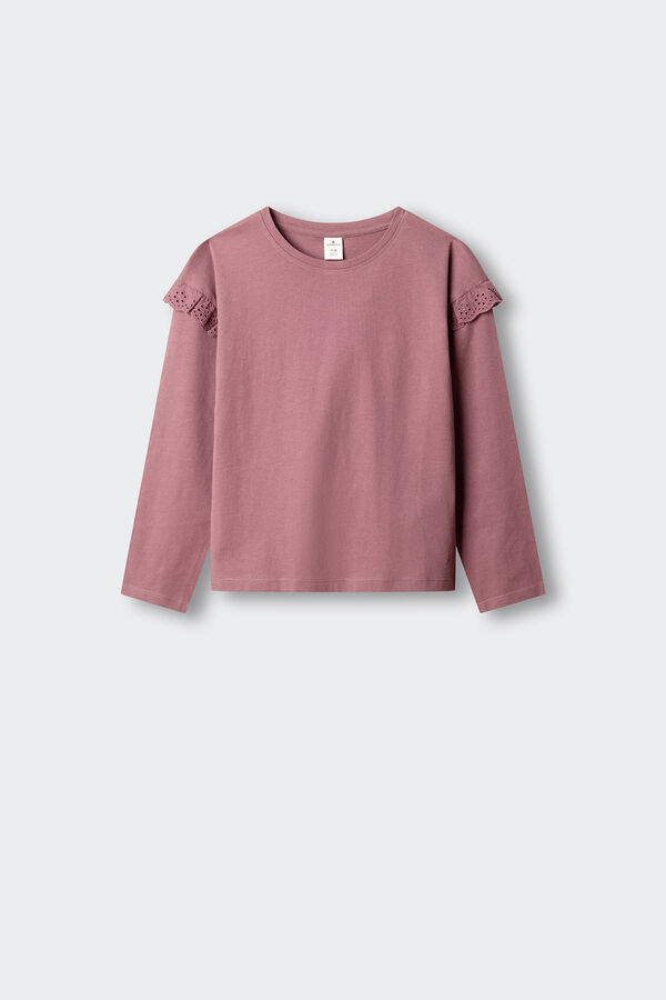 Springfield Kids T-shirt manga comprida com folho menina rosa