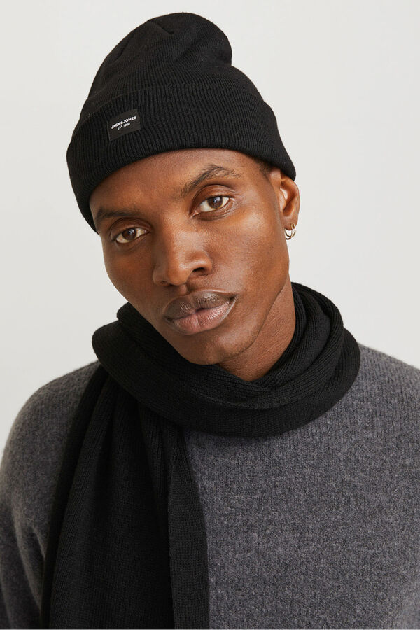 Jack & Jones Set gorro y bufanda negro