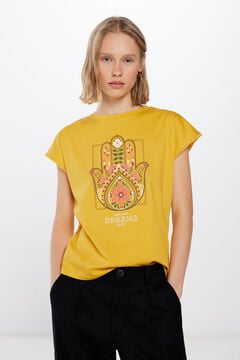 Springfield T-shirt Estampado Lace Bolinhas camelo