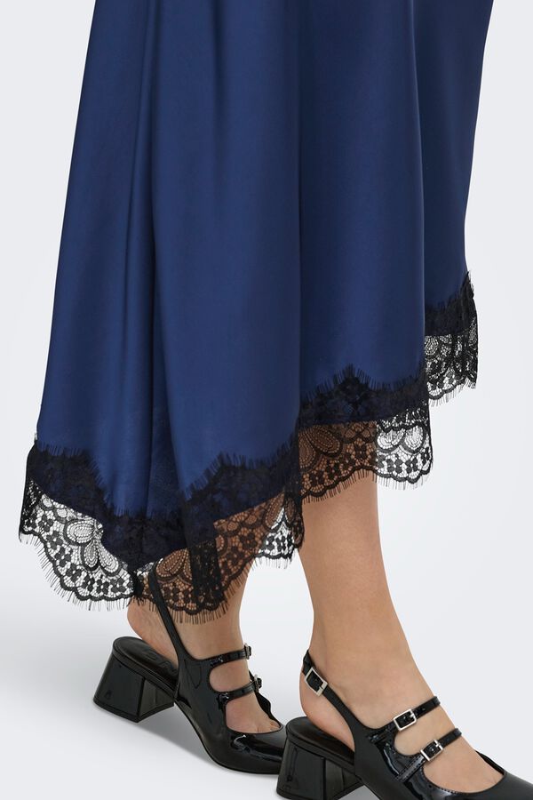 Only Saia assim&eacute;trica midi azul