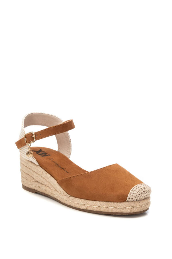 XTI Faux suede wedge espadrille mink