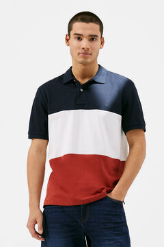 Springfield Three-tone colour block piqué polo shirt bordeaux