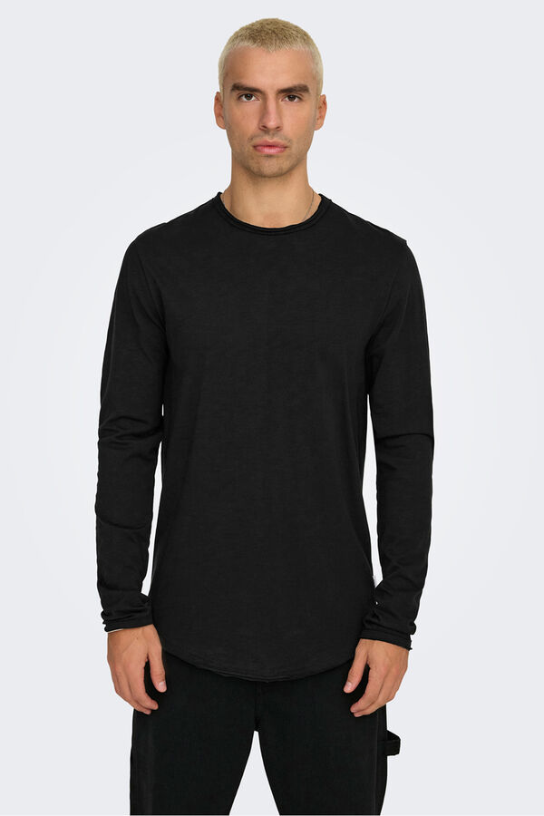 Only & Sons Langärmelig T-Shirt Schwarz